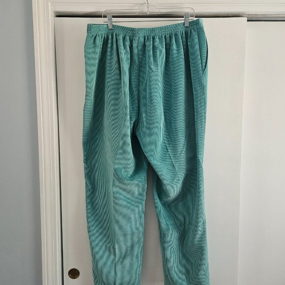 Alfred Dunner Corduroy Elastic Waist Proportioned Aqua 18W Stretch Pants - Picture 2 of 6